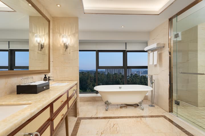 Guest room bath at the Wyndham Kunming Anning Hot Spring Resort in Anning, Other than US/Canada